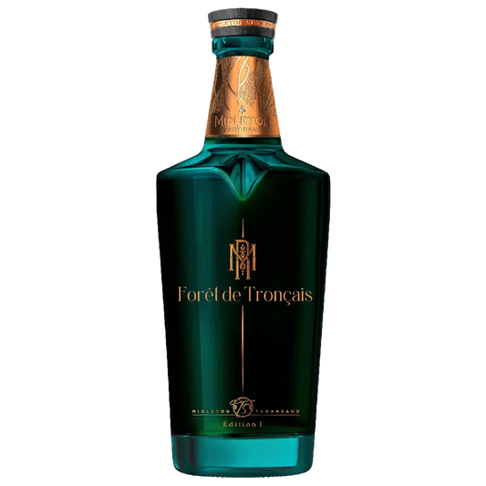 "Midleton Very Rare Forêt de Tronçais Oak Cask Finish Blended Irish Whiskey bottle from County Cork, Ireland, limited edition luxury Irish whiskey."