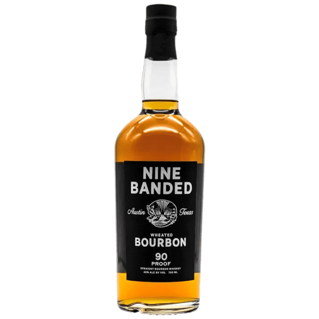 "Nine Banded Wheated Bourbon 750ML bottle with premium wheated bourbon label showcasing Texas-crafted whiskey."
