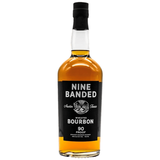 "Nine Banded Wheated Bourbon 750ML bottle with premium wheated bourbon label showcasing Texas-crafted whiskey."