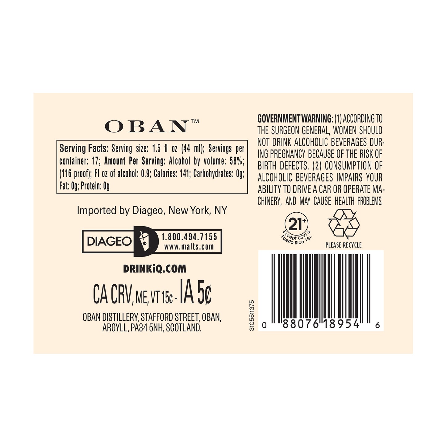 Oban Coastal Orchard 10 Year Old Single Malt Scotch Whisky - 750ml