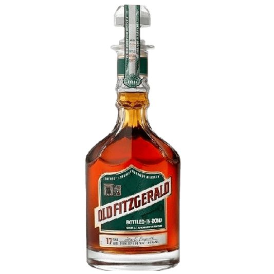 “Old Fitzgerald 17 Year Old Bottled in Bond 2022 Release 750ML in collectible decanter bottle on white background.”