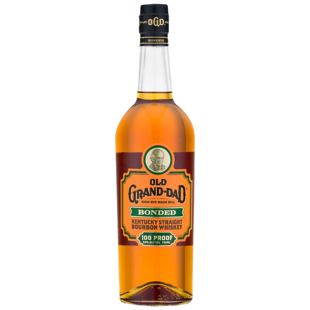 “Old Grand Dad Bonded 100 Proof Kentucky Straight Bourbon Whiskey 750ML bottle with orange label and classic heritage branding.”
