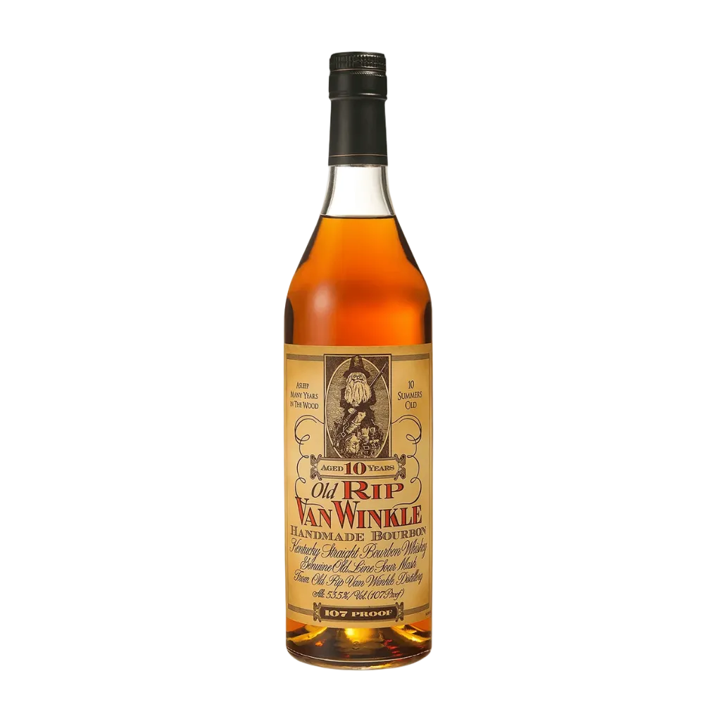 "Old Rip Van Winkle 10 Year Bourbon 750ML bottle with premium packaging and aged Kentucky bourbon label."