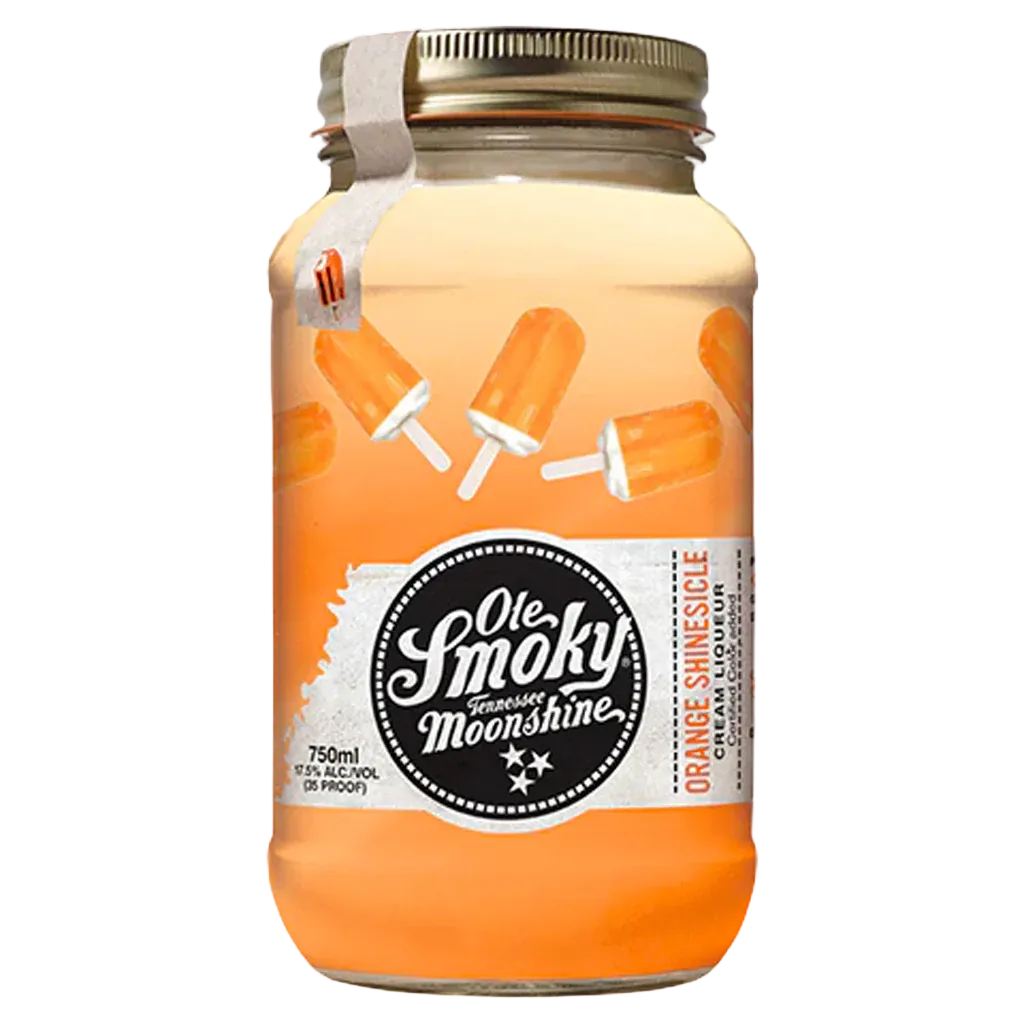 Ole Smoky Moonshine Orange Shinesicle 750ML bottle with orange and vanilla flavored moonshine