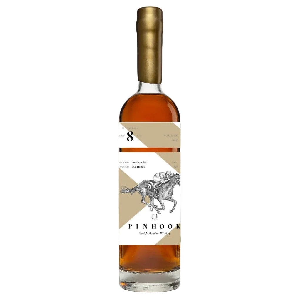Pinhook 8 Year Bourbon War Straight Bourbon 750ML bottle with premium Kentucky bourbon whiskey label