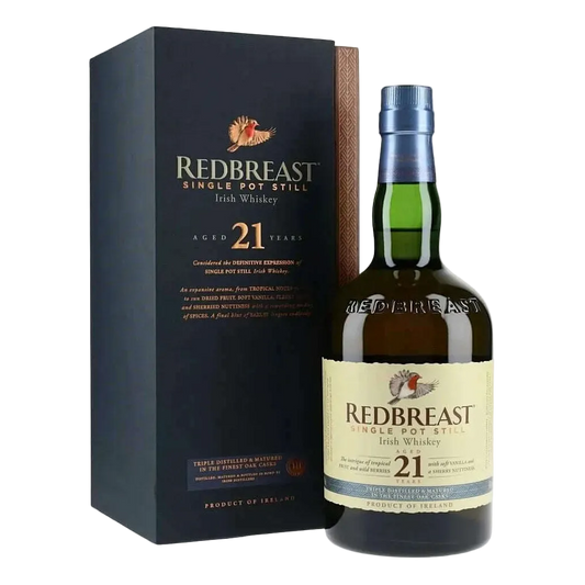 Redbreast 21 Year Old Irish Single Pot Still Whiskey 750ML luxury bottle with premium packaging
