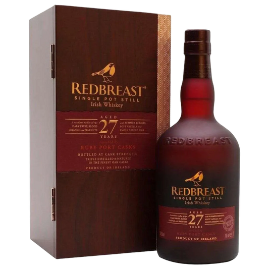 Redbreast 27 Year Old Irish Single Pot Still Whiskey 750ml luxury aged Irish whiskey bottle