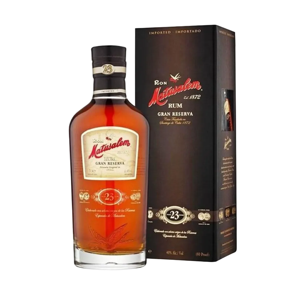 Ron Matusalem Gran Reserva 23 Year Rum 750ML premium aged rum bottle with elegant label and dark amber liquid