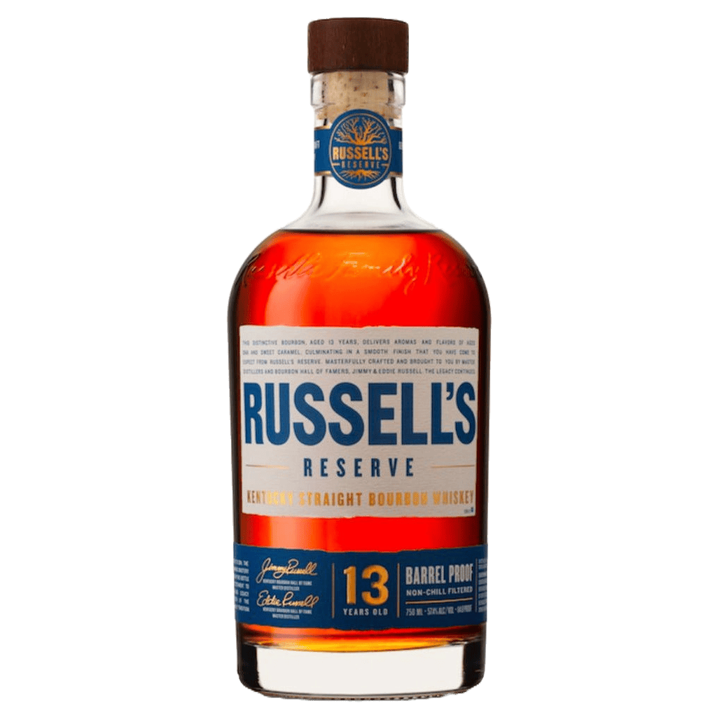 Russell’s Reserve 13 Year Old Barrel Proof Kentucky Straight Bourbon 750ML bottle with premium label