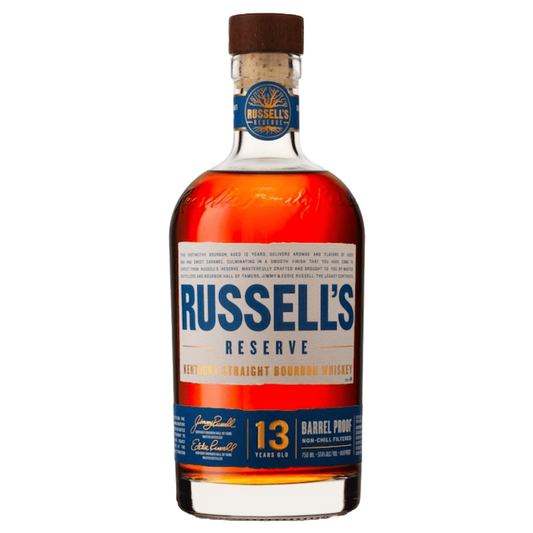 Russell’s Reserve 13 Year Old Barrel Proof Kentucky Straight Bourbon 750ML bottle with premium label