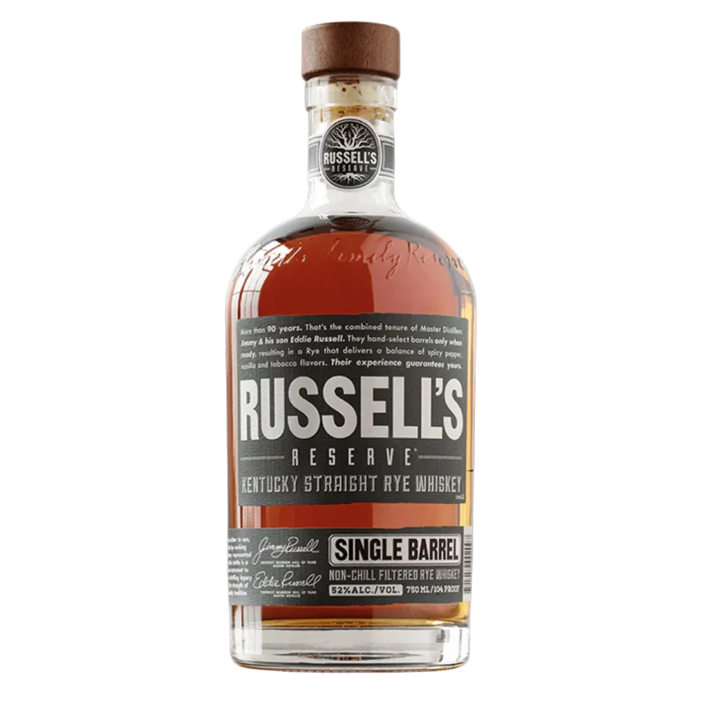 Russell's Reserve Single Barrel Kentucky Straight Rye Whiskey 750ML premium rye whiskey bottle