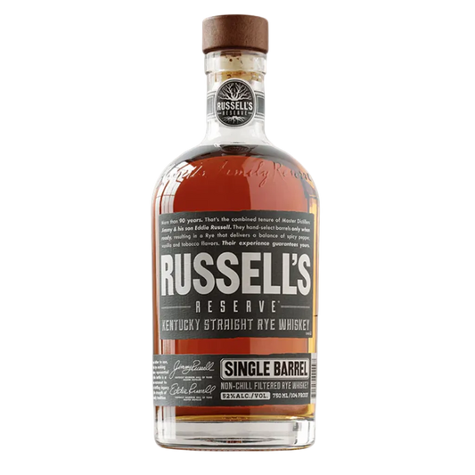 Russell's Reserve Single Barrel Kentucky Straight Rye Whiskey 750ML premium rye whiskey bottle