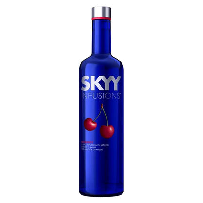 SKYY Infusion Cherry Vodka 750ml bottle with red cherry-infused label on white background