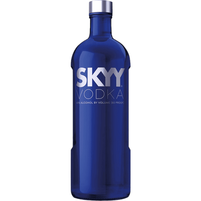 SKYY Vodka 1.75L premium American vodka bottle with iconic blue glass design