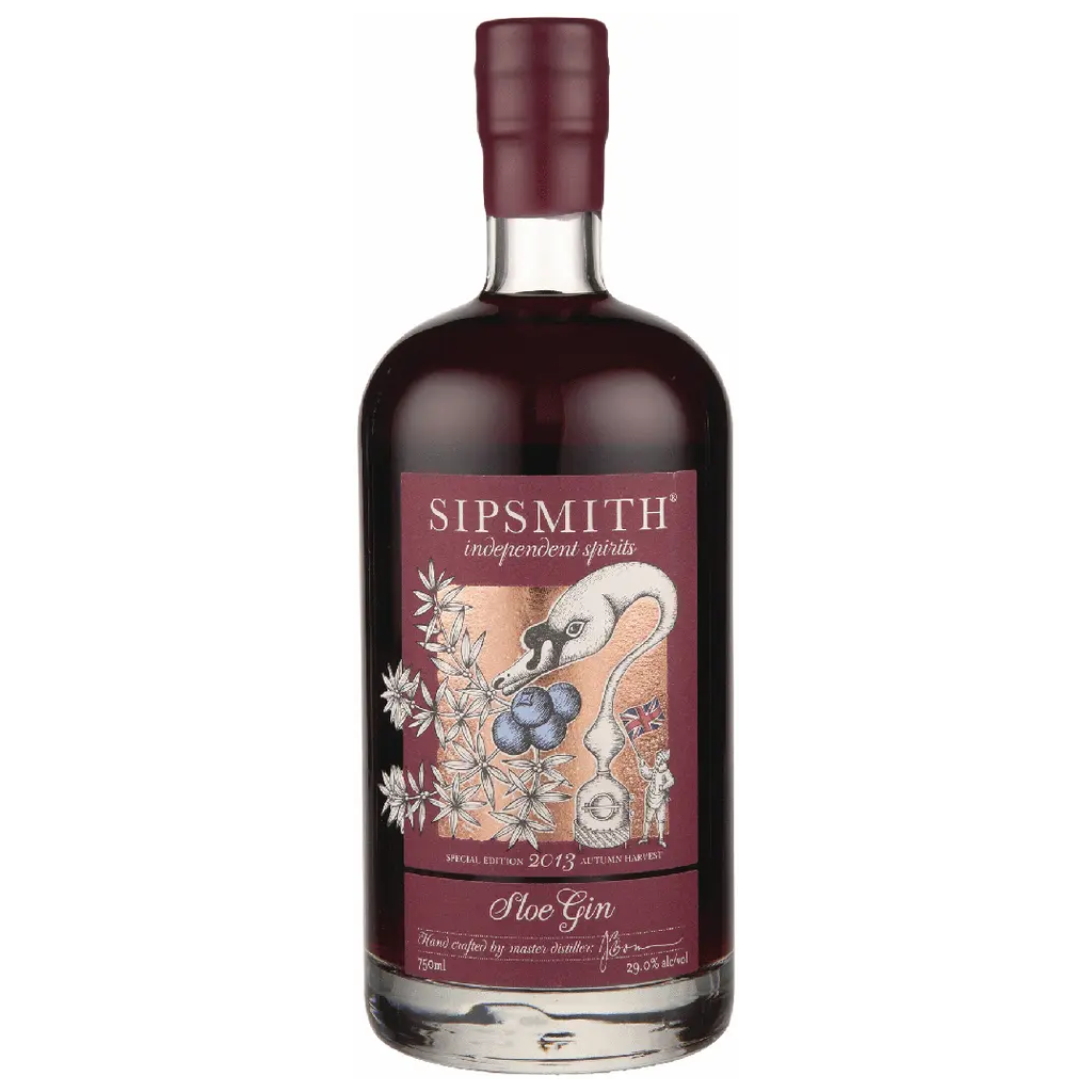 Sipsmith Sloe Gin 750ML premium English sloe gin bottle with deep ruby color and classic label