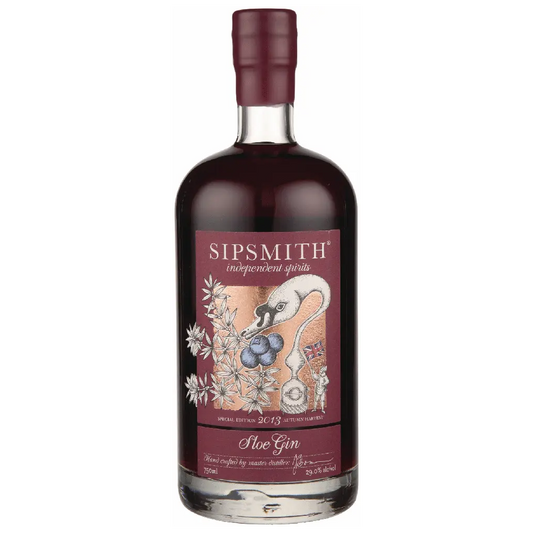Sipsmith Sloe Gin 750ML premium English sloe gin bottle with deep ruby color and classic label