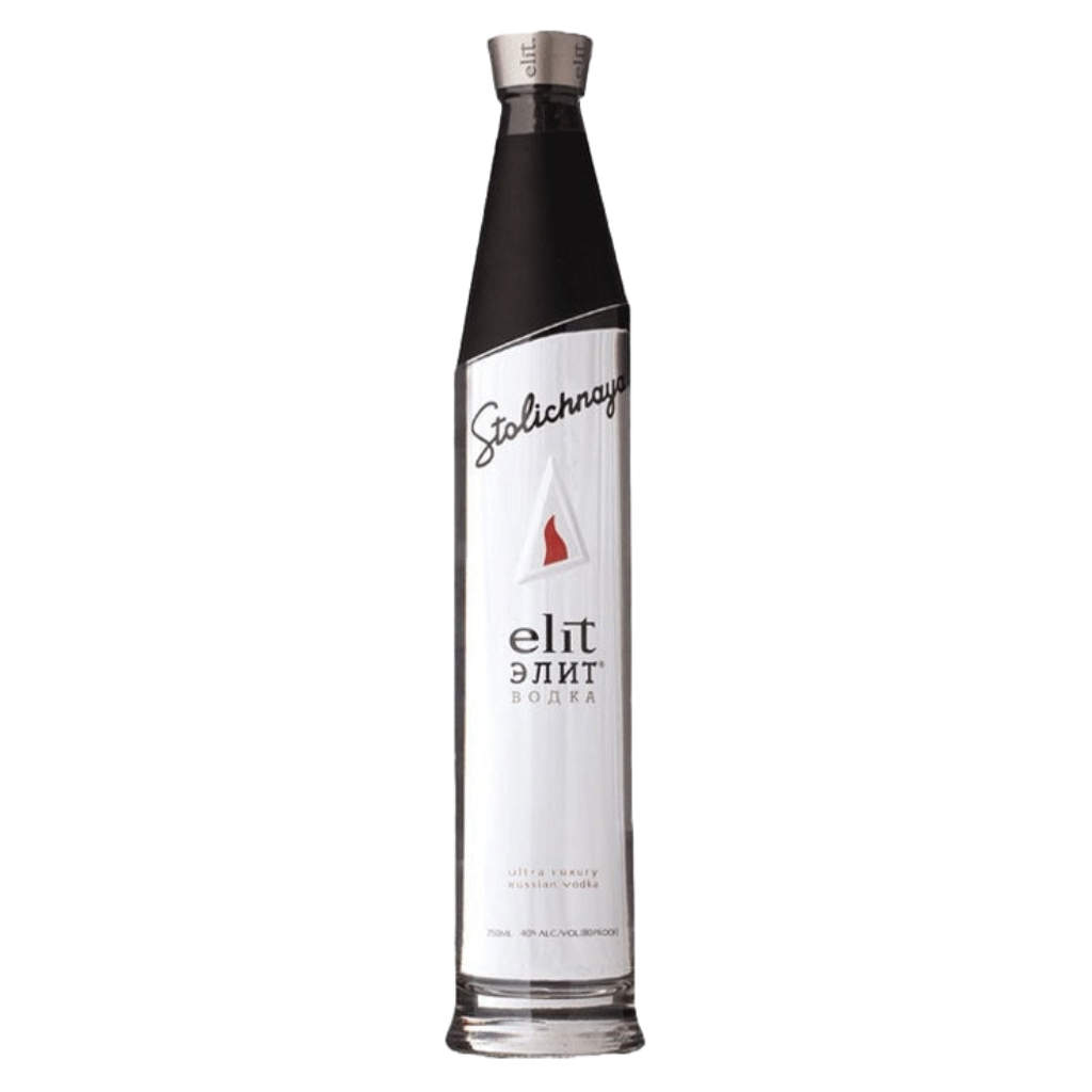 Stolichnaya Elit Vodka 750ml ultra-premium Russian vodka bottle with sleek silver design
