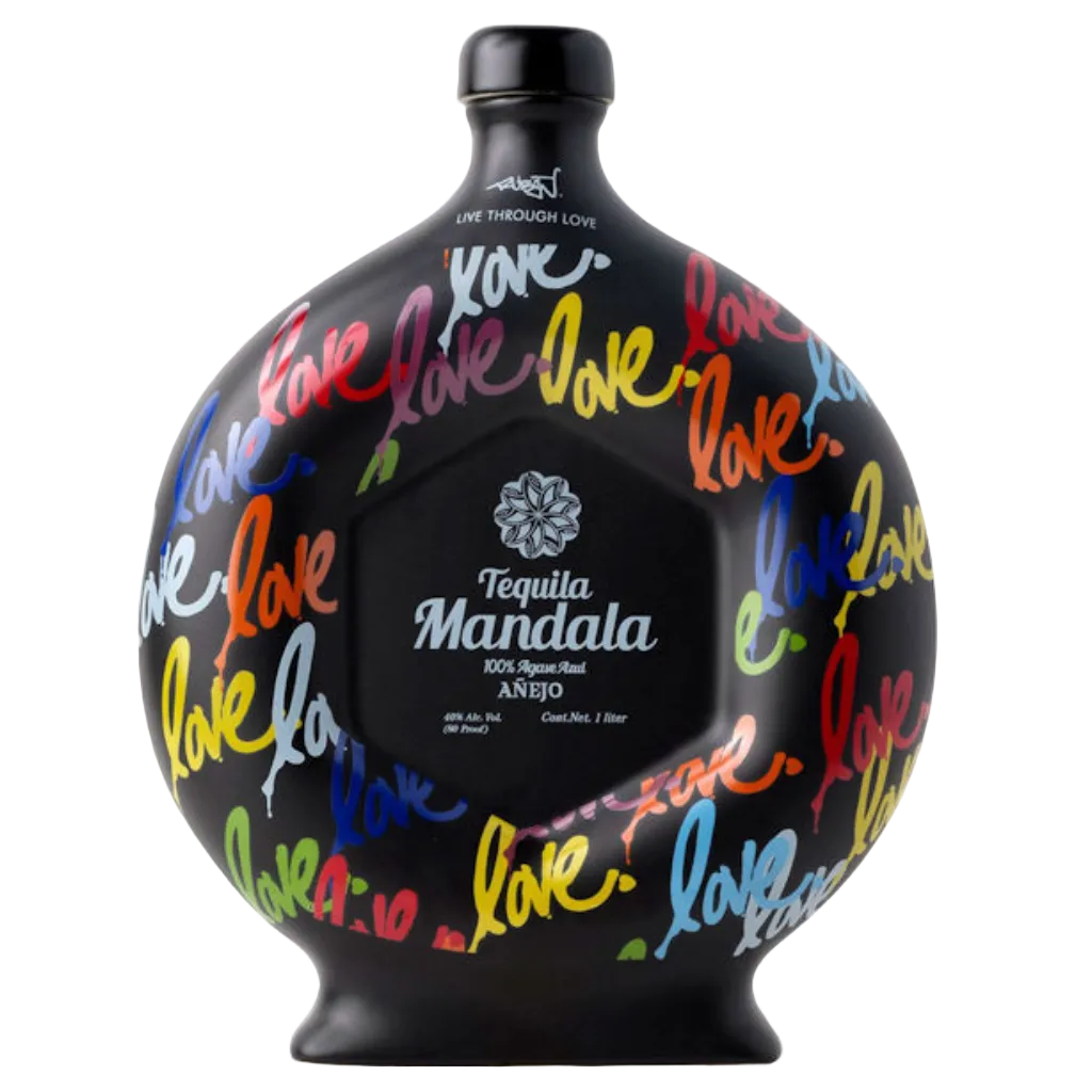Tequila Mandala Añejo 2023 Live Through Love Edition 1L hand-painted ceramic bottle premium añejo tequila