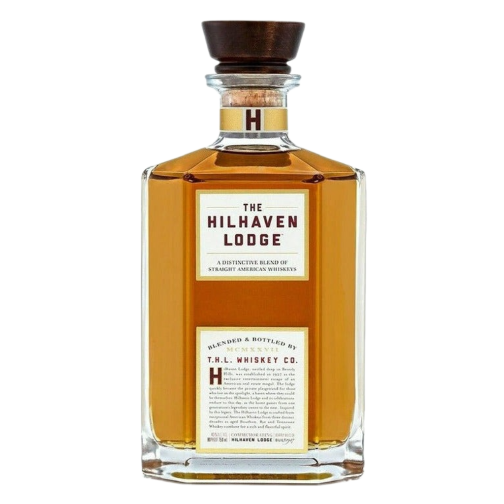 Hilhaven Lodge Blended American Whiskey 750ML bottle with premium label and amber whiskey inside
