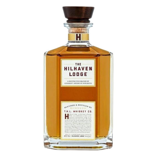 Hilhaven Lodge Blended American Whiskey 750ML bottle with premium label and amber whiskey inside