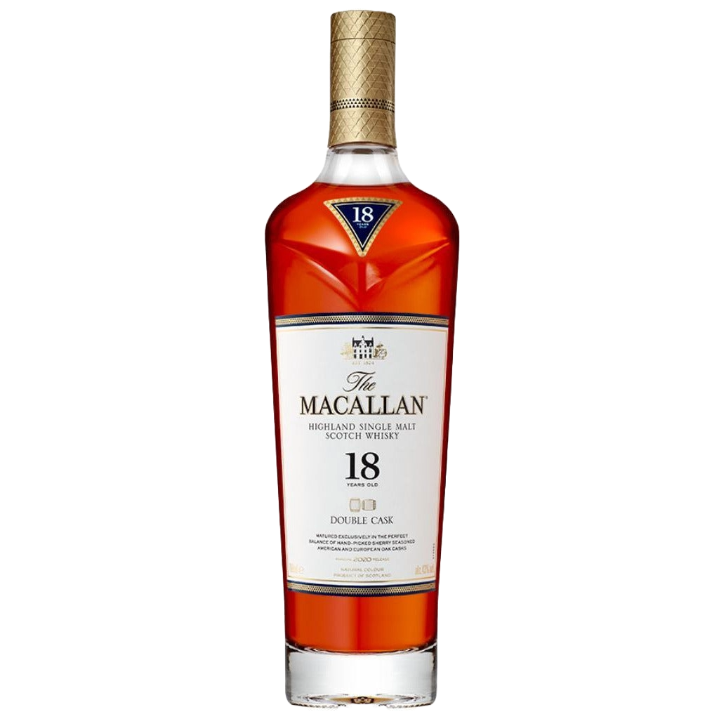 The Macallan Double Cask 18 Years Old 750ML premium single malt Scotch whisky bottle
