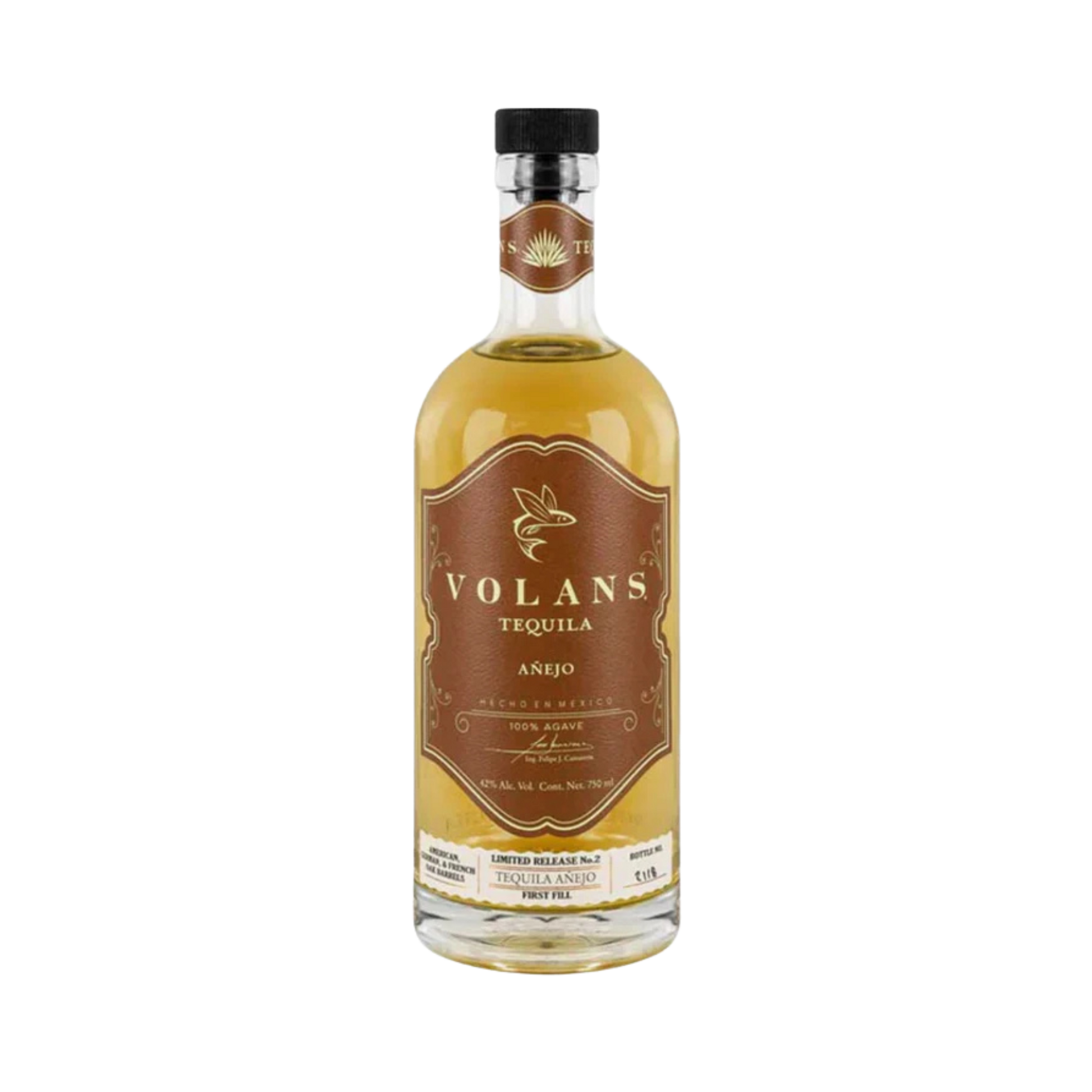 Volans Añejo Tequila bottle made from 100% Blue Weber Agave,