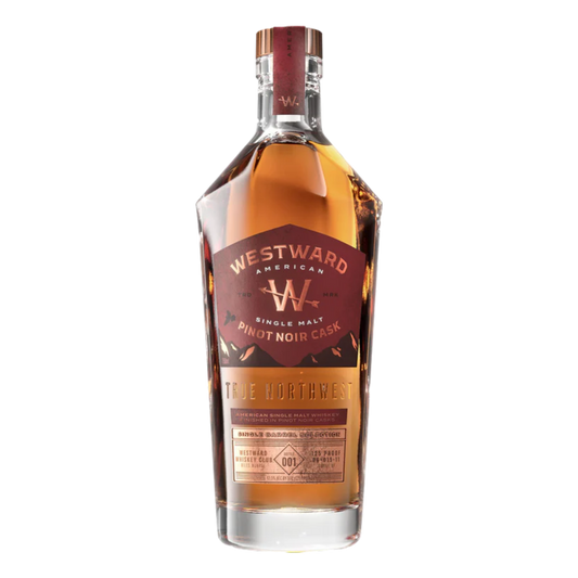 Westward Single Malt Pinot Noir Cask 750ML American single malt whiskey bottle with wine cask finish