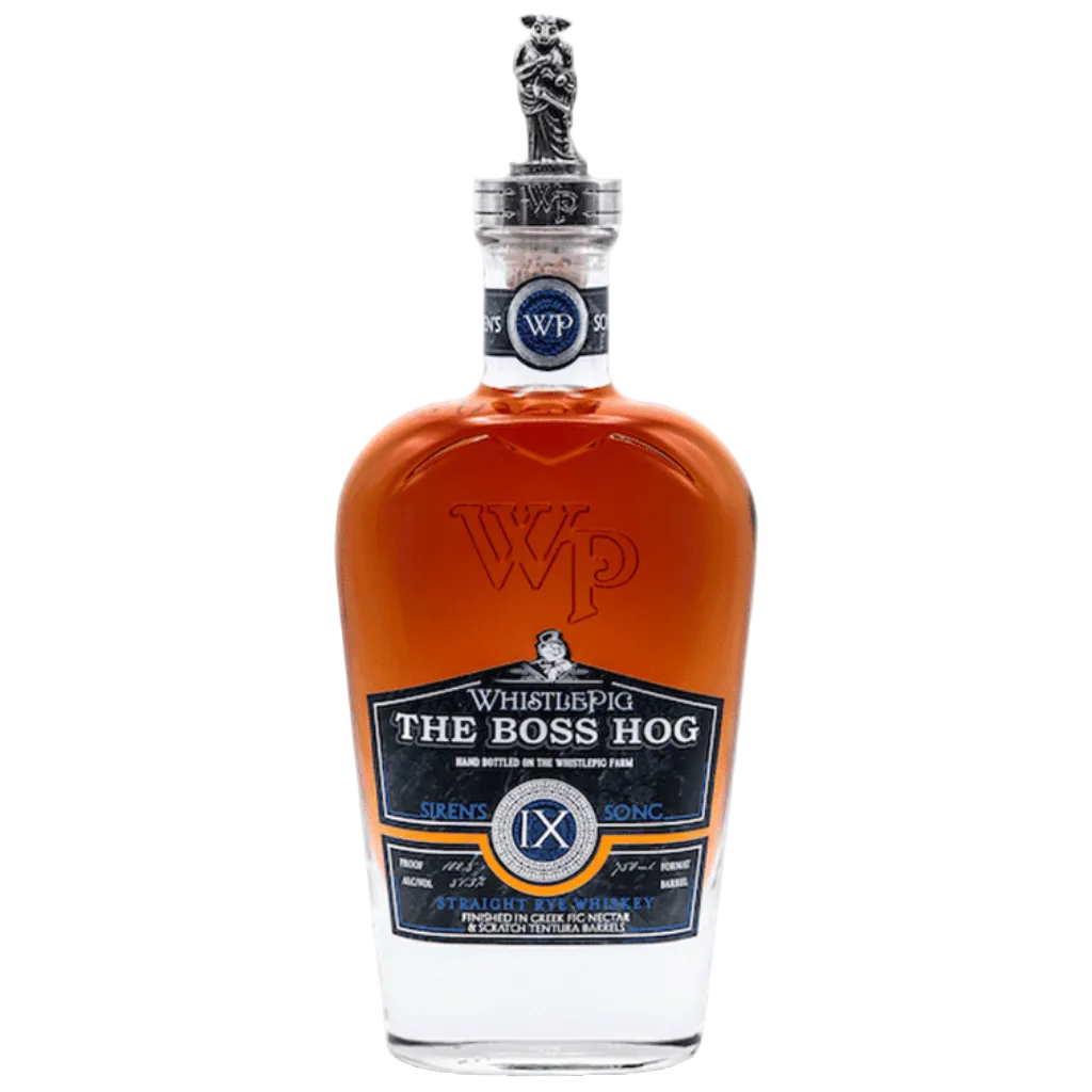 WhistlePig Boss Hog IX Siren’s Song Rye Whiskey 750ML bottle with pewter siren topper luxury limited edition