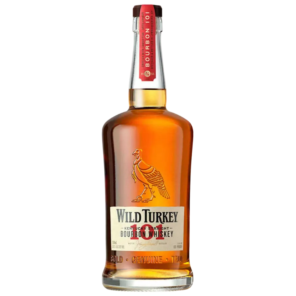 Wild Turkey 101 Kentucky Straight Bourbon Whiskey 750ml bottle with classic label and amber bourbon whiskey