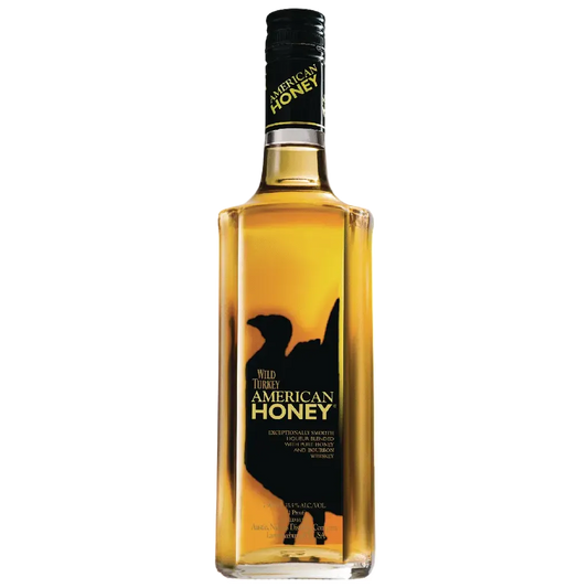 Wild Turkey American Honey Bourbon 750ML bottle with golden honey-infused whiskey and signature Wild Turkey label