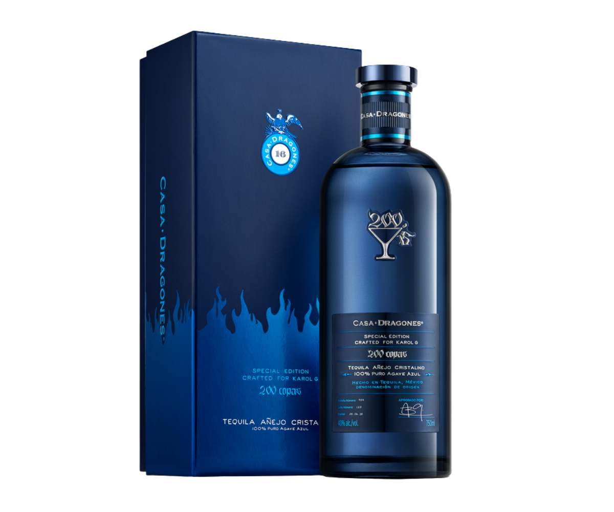 Casa Dragones x Karol G 200 Copas Añejo Cristalino Tequila limited edition luxury bottle